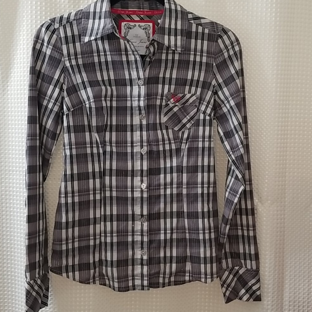Vintage Guess Plaid Stretch Longsleeve